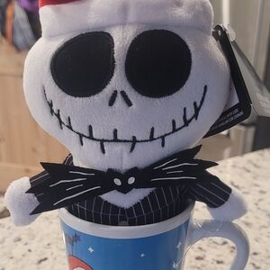 Black and White Plush Toy with Mug, Jack Skellington Christmas   Brand New !